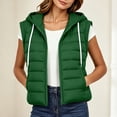 thumbnail image 2 of Cmfcve Womens Plus Size Zip up Puffer Vest Hooded Sleeveless Padded Jacket Coat Solid Winter Warm Outwear, 2 of 9