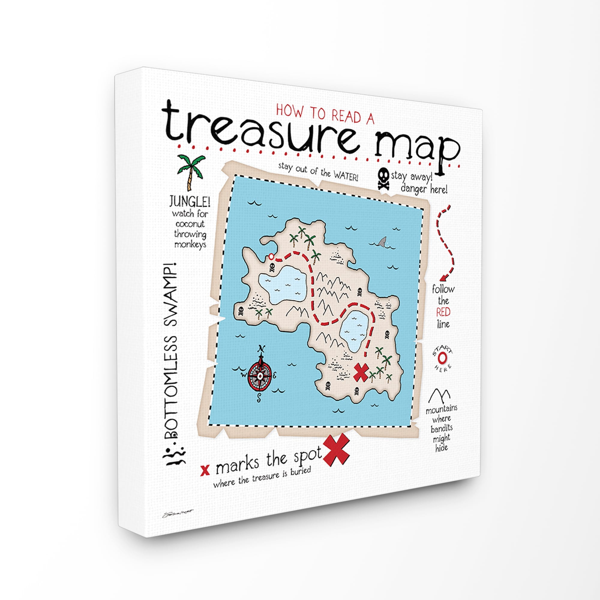 The Kids Room by Stupell How to Read Treasure Map Canvas Wall Art by Stephanie Workman Marrott