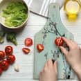 thumbnail image 3 of Nature Cutting Board, Flowers Buds and Birds with Cherry Branches Style Art Painting Effect, Decorative Tempered Glass Cutting and Serving Board, Wine Bottle Shape, Pale Maroon Black, by Ambesonne, 3 of 5