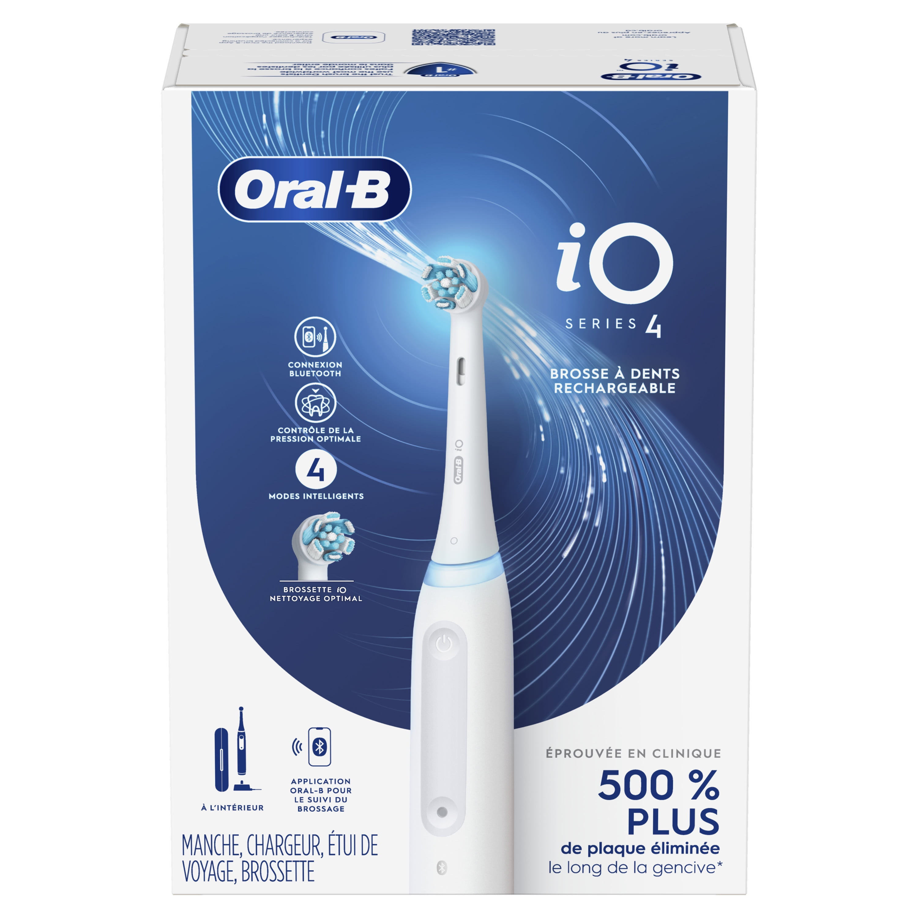 Oral-B iO Series 4 Electric Toothbrush with 1 Brush Head, Rechargeable,  White, Adults & Children 3+