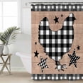 thumbnail image 4 of Farm Chicken Star Black White Plaid Shower Curtain for Bathroom, Retro Brown Wood Board Waterproof Shower Curtains Washable Quick Dry with Hooks Bathtub Curtains 72x72 IN, 4 of 7