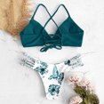 thumbnail image 3 of Plus size Swimsuits clearance Women's Bikini Cut Flower Two Piece Swimsuit Pushups Swimwear Beachwear Green L(L), 3 of 6
