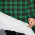 thumbnail image 3 of Oversized Wearable Blanket Hoodie,Green Black Checkerboard Checkered Pattern Sherpa Blanket Hoodie with Super Pockets,Super Warm Fuzzy Pullover for Women & Men, 3 of 6