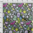 thumbnail image 3 of oneOone Cotton Cambric Gray Fabric Tropical Doodled Animals With Leaves Quilting Supplies Print Sewing Fabric By The Yard 42 Inch Wide, 3 of 4