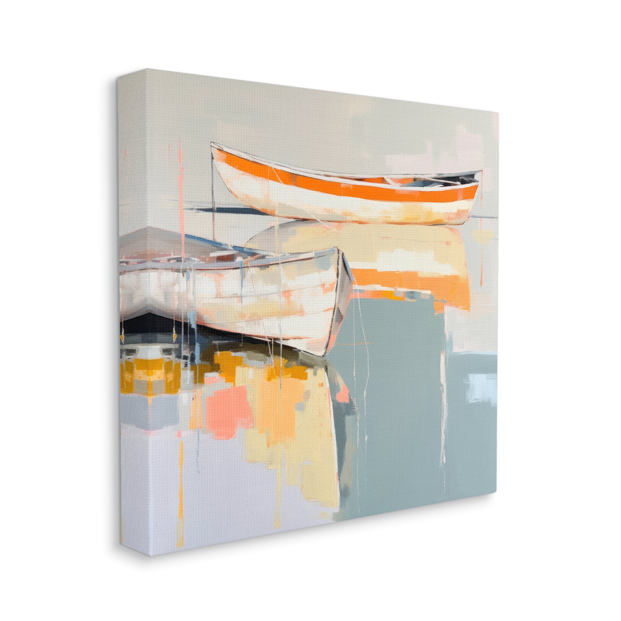 Stupell Industries Modern Orange Boats Abstract Painting Gallery Wrapped Canvas Art Print Wall Art, 36 x 36