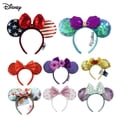 thumbnail image 2 of Diadema con lazos grandes de Disney, princesa sirena, Minnie, orejas, lazos de lentejuelas, disfraz de orejas, diadema, Cosplay, diadema de felpa para adultos/niños, regalo Gao Jinjia LED, 2 of 2