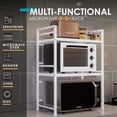 thumbnail image 2 of Microwave Oven Rack, Expandable Microwave Stand Countertop Kitchen Utensils Tableware Storage, Carbon Steel Over Microwave Shelf Countertop 3 Tier with 3 Hooks, 2 of 14