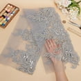 thumbnail image 4 of 1pc 2 Yards Polyester Embroidery Flower Lace Trim Sparkle Lace Trimming with Paillettes Silver 12-5/8~13-5/8 inch(322~345mm), 4 of 7