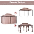 thumbnail image 4 of CoSoTower 10' X 13' Patio Gazebo, Outdoor Gazebo Shelter with Curtains, Vented Roof, Steel Frame for Garden, Lawn, Backyard and Deck, Khaki, 4 of 9