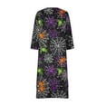 thumbnail image 5 of Halloween Dresses for Women Plus Size Casual Print Loose Hem Irregular V Neck Dress, 5 of 5