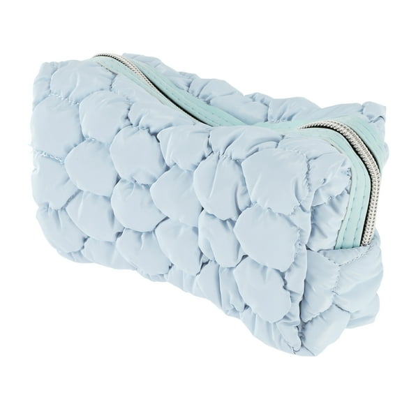 1 Pc Women Portable Bubble Cloud Style Makeup Bag for Travel Vacation Gym Blue Cotton