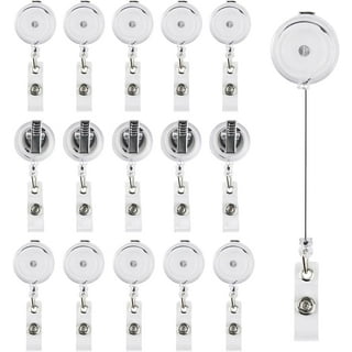  25 Pack Badge Reels Retractable with Swivel Alligator Clip  Retractable Badge Holder Reels for Students, Teachers, Office Workers  (Translucent Clear) : Office Products