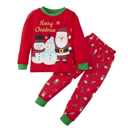 

Christmas Pajamas for Toddlers Boys Girls Cotton Kids Reindeer Santa Pjs Holiday Clothes for Baby Long Sleeve 2 Pieces Sleepwear Sets 1-8T