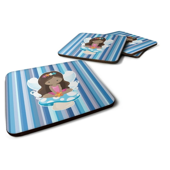 Carolines Treasures BB6917FC Fairy Blue Stripes Foam Coaster Set of 4 3 1/2 x 3 1/2 multicolor