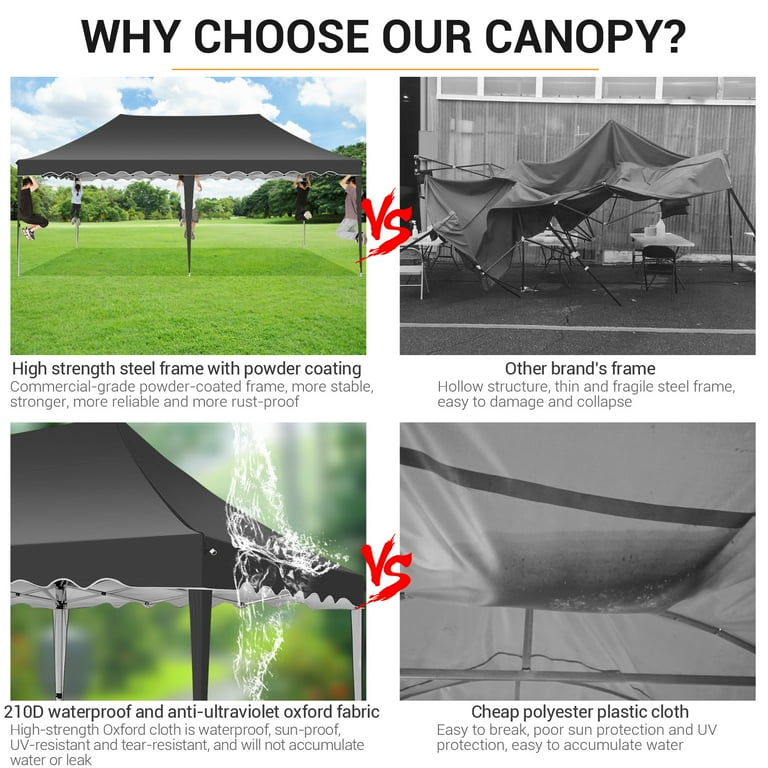 10x20 Heavy Duty Pop Up Canopy Commercial Tent Waterproof Gazebo Outdoor  Anti UV