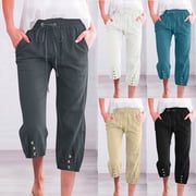 Women's High Waisted Wide Leg Pants Trousers Slacks Elastic Waistband Straight Leg Loose Fit Stretchy Solid Color Casual Daily Lounge Wear Work Office Travel Essentials for Women