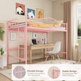 thumbnail image 3 of Ourlova Twin Size Metal Loft Bed with Ladder and Guardrail- Heavy Duty- 400 Lbs Capacity- No Box Spring Needed- Easy Assembly- Pink - Space-Saving Loft Bed, 3 of 7