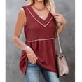 thumbnail image 6 of Womens Tank Tops V Neck Sleeveless Solid Color T Shirts Vest Summer Casual Comfy Peplum Tops Blouses Tunic Tank Shirts, 6 of 7