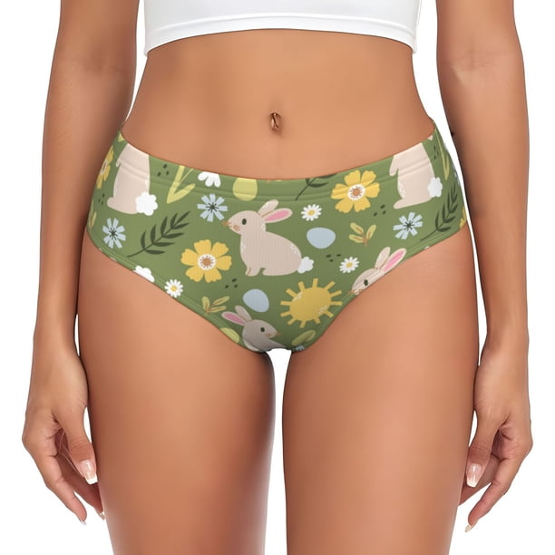Fotbe Happy Easter Calzones Estampados para Mujer – Ropa Interior de Algodón, Cómoda, Suave y Elástica-X-Large