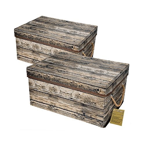 Set of 3 MyGift Nesting Rustic Brown Wood Storage & Accent Crates