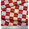 thumbnail image 3 of Soimoi Red polyester Crepe Fabric Text & Cat Animal Print Fabric by the Yard 42 Inch Wide, 3 of 3