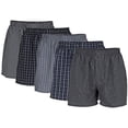 thumbnail image 2 of Gildan Boxeurs Tissés pour Hommes, Rayures Noires Assorties, TG, Lot de 5, 2 of 15
