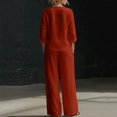 thumbnail image 5 of Chbgutlmr Womens 2 Piece Sets Cotton Linen Outfits Long Sleeve Deep V Neck Button down Shirts Straight Leg Pants Casual Loose Summer Plain Set, 5 of 5