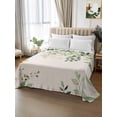 thumbnail image 3 of Full Size Flat Sheet Only, Green Eucalyptus Soft Brushed Microfiber Bed Sheets, Vintage Leaves Flower Spring Summer Hotel Quality Breathable Bedding Top Sheet, Easy Care, 81"x96", 3 of 9