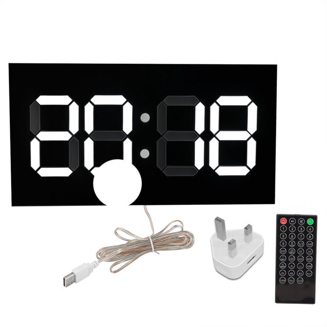 Acrylic 3D Wall Clock Remote Control Electronic Clock Convex Body White Digit 100-240VUK Plug