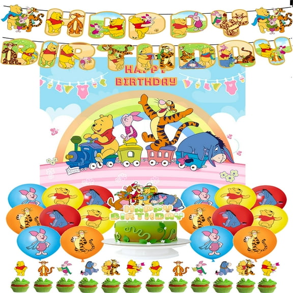 Winnie the pooh Theme Party Decoration Set, Party Decorations, Banners, Balloons, Background Cloth and Other Decorations Used for Party Decoration.