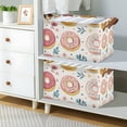 thumbnail image 2 of Yayeee Foldable Storage Basket for Shelves with Handles Waterproof Cloth Bins, Pink Donut, 2 of 7