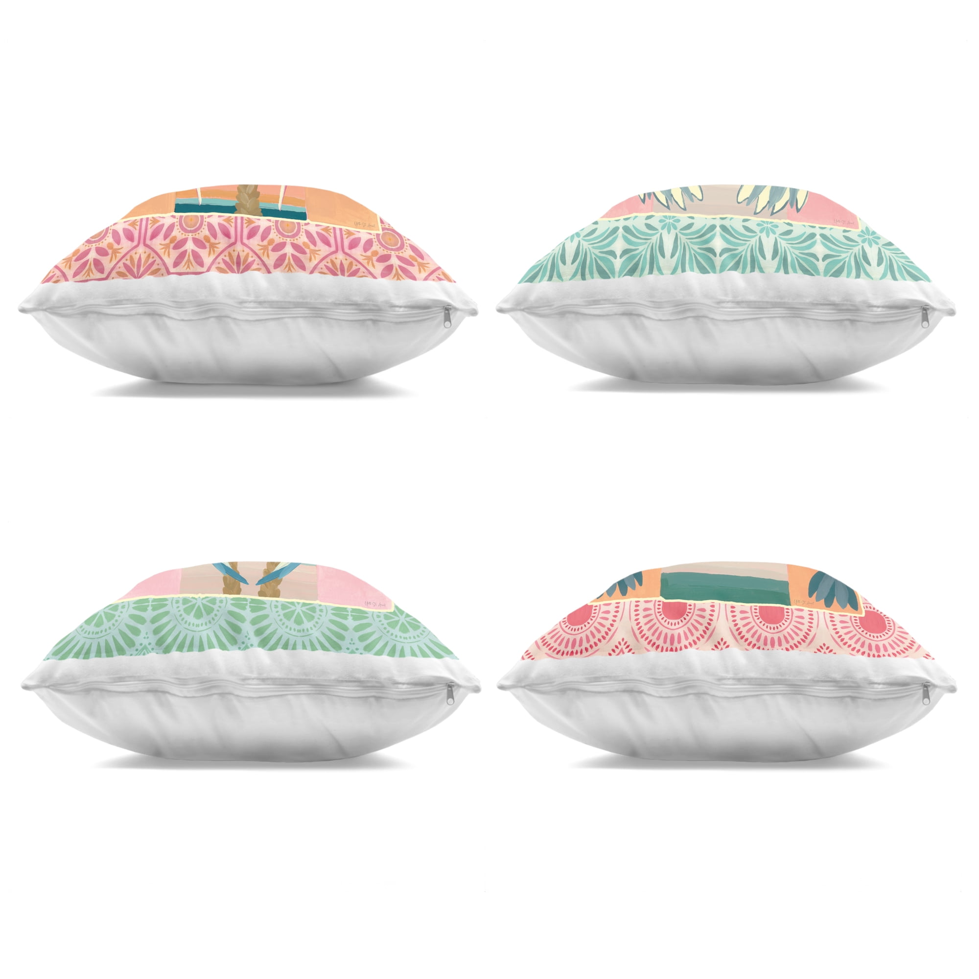Stupell Industries Patterned Twin Bird Symmetry 4 Piece Decorative Printed Throw Pillow Set, design by Yvette St. Amant, 18 x 7 x 18