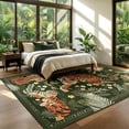 thumbnail image 5 of Beltran 8x10 Washable Tiger Area Rug – Vintage Safari Non Slip Carpet, Boho Green Print Rug for Large Living Room Open Floor Plan Bedroom, Easy Clean, 5 of 7