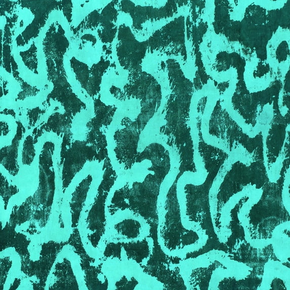 Ahgly Company Machine Washable Indoor Square Abstract Turquoise Blue Modern Area Rugs, 3' Square