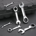 thumbnail image 3 of 2pcs 3/8 Inch Ratcheting Combination Wrench Cr-V Ratchet Box Ended and Open End 72 Teeth 12 Point Anti-slip Stubby with Mirror Polish for Tight Space, 3 of 7