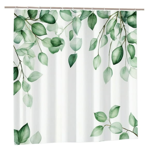 Jbralid Green Leaf Pattern Polyester Shower Curtain for Home Bathroom Bath Tub Decor 72x72 inch
