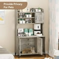 thumbnail image 4 of Cat Litter Box Enclosure Furniture, Hidden Litter Box Furniture with Storage Shelves and Doors, Wooden Cat Litter Box Cabinet with Scratching Mat, Indoor Cat House Furniture, Grey, 4 of 7