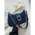 thumbnail image 6 of Hotian Handbag for Women Top Buckle Suede Shoulder Bags with Chain Purses Blue Denim Bag, 6 of 8