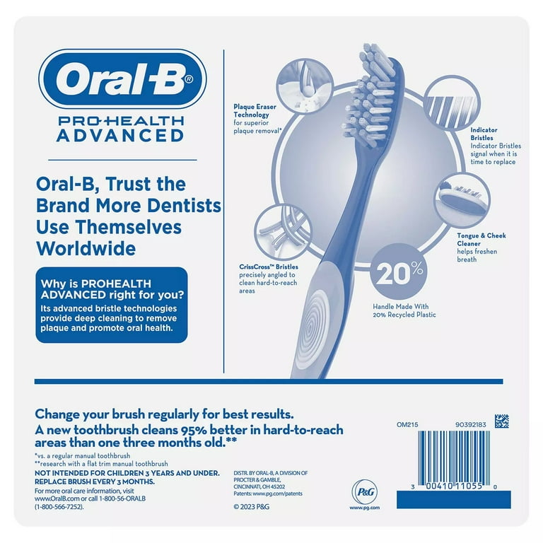 Oral-B ProHealth Advanced Manual Toothbrush, Soft Bristles, 8