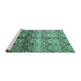 thumbnail image 2 of Ahgly Company Machine Washable Indoor Round Abstract Turquoise Blue Modern Area Rugs, 8' Round, 2 of 4