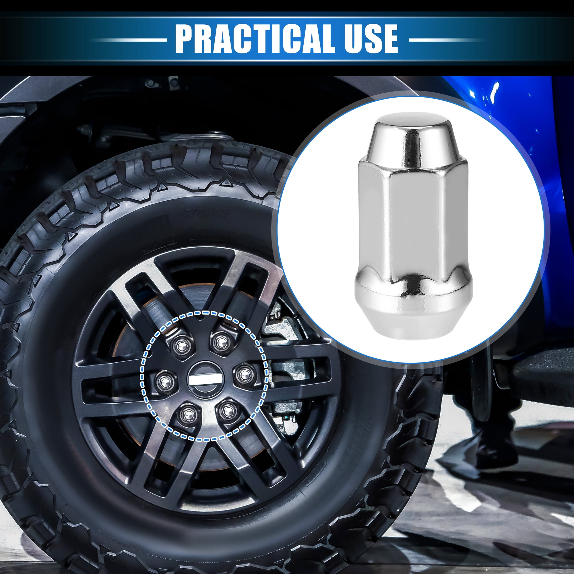 10 Pcs Wheel Lug Nuts Compatible for Ford Explorer for Lincoln MKS 1/2-20 Silver Tone Tire Lugnuts