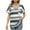 Gray, variant on Annhoo Womens Summer Casual Tops V Neck Striped Rolled Short Sleeve Shirts Color Block Holiday Blouses with Pocket