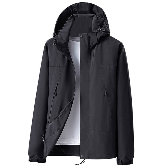 Fengqque Men's Outdoor Waterproof Jacket Lightweight Windproof Rainproof Outdoor Jacket Sports Windbreaker Casual Jacket Loose Color Blocking Outdoor Sprinter Long Sleeved Hooded Casual Jacket