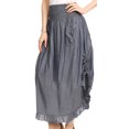 thumbnail image 4 of Sakkas Coco Long Cotton Ruffle Skirt with Pockets and Elastic Waistband - Chambray - One Size Regular, 4 of 4