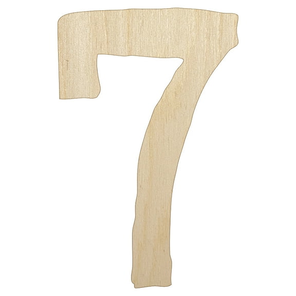 Number 7 Seven Cute Typewriter Font Wood Shape Unfinished Piece Cutout Craft DIY Projects - 4.70 Inch Size - 1/8 Inch Thick