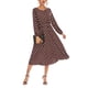 thumbnail image 2 of VISgogo Vestido casual de primavera para mujer, vestido midi de ajuste regular con cuello redondo y manga larga con estampado de lunares VISgogo  moda, 2 of 9