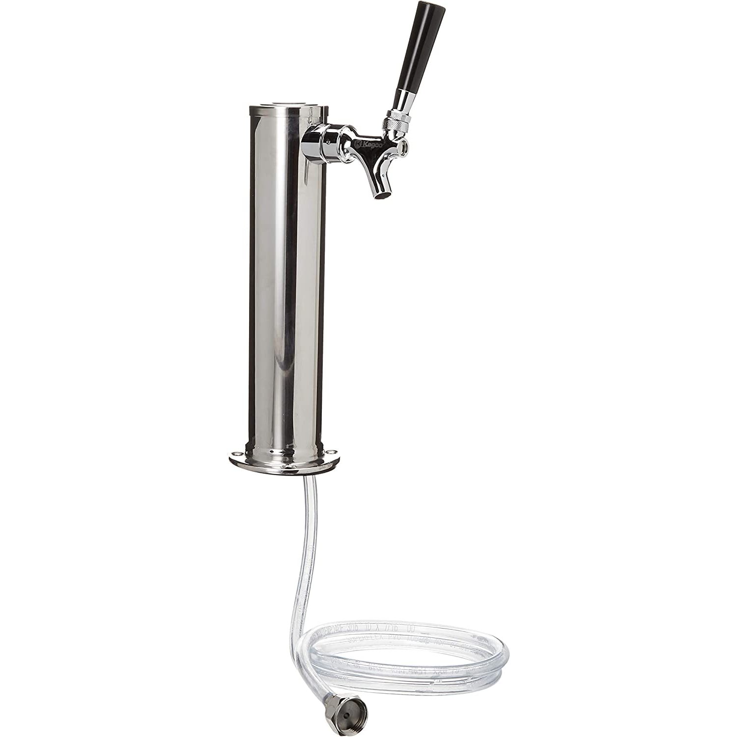 D4740 Single Tap Chrome Draft Beer Kegerator Tower 2 1/2" Diameter, ChromePlated Metal Single