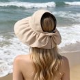thumbnail image 4 of bestolf Summer Hat Wide Brim UV Protection Lightweight Vinyl Empty Top Sun Hat Face Shaping Sunshade Hat Sun Protection Headwear (Beige ), 4 of 8