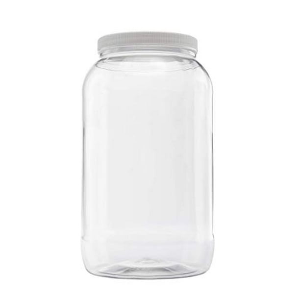 1 gallon plastic jar, wide mouth, clear, with lined fresh seal lid