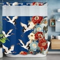 thumbnail image 6 of No Hook Japanese Style Shower Curtain with Snap in Liner Set, Blue Rustic Botanical Blossom Peony Birds Waterproof Bathroom Curtains with See Through Top Window, Hotel Style Standard 72 x 72 Inch, 6 of 9